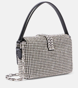 Self-Portrait Embellished leather-trimmed tote bag