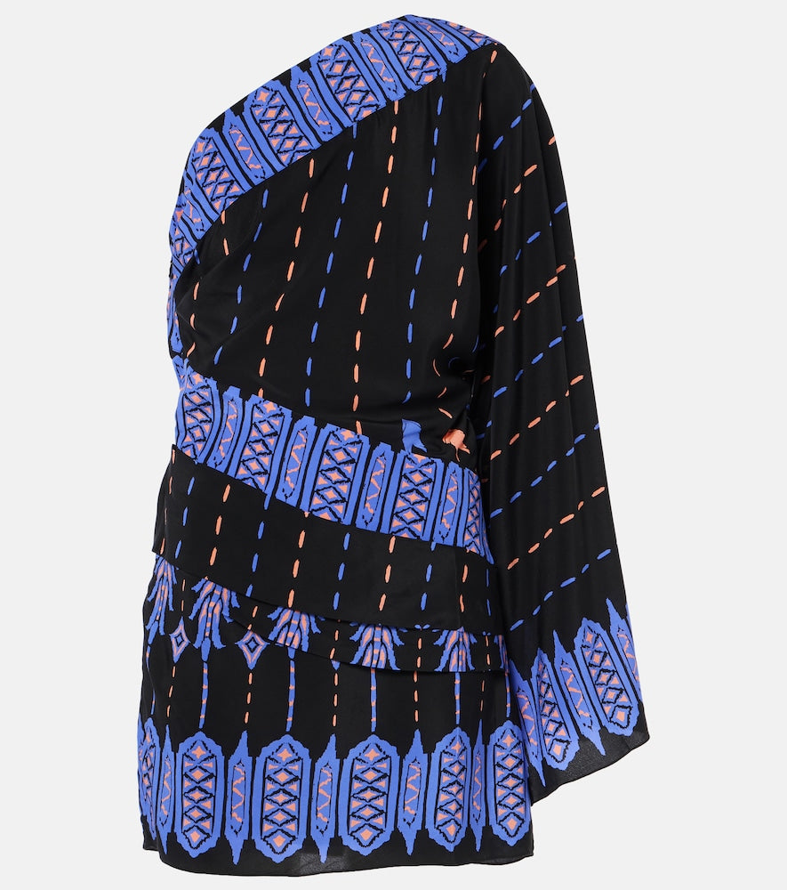 Johanna Ortiz Printed one-shoulder silk minidress. Johanna Ortiz 印花单肩真丝迷你连衣裙