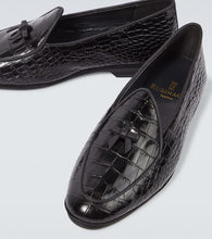 Rubinacci Bow-detail croc-effect leather loafers
