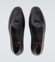 Rubinacci Bow-detail croc-effect leather loafers