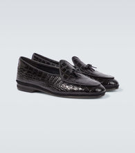 Rubinacci Bow-detail croc-effect leather loafers