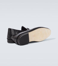 Rubinacci Bow-detail croc-effect leather loafers