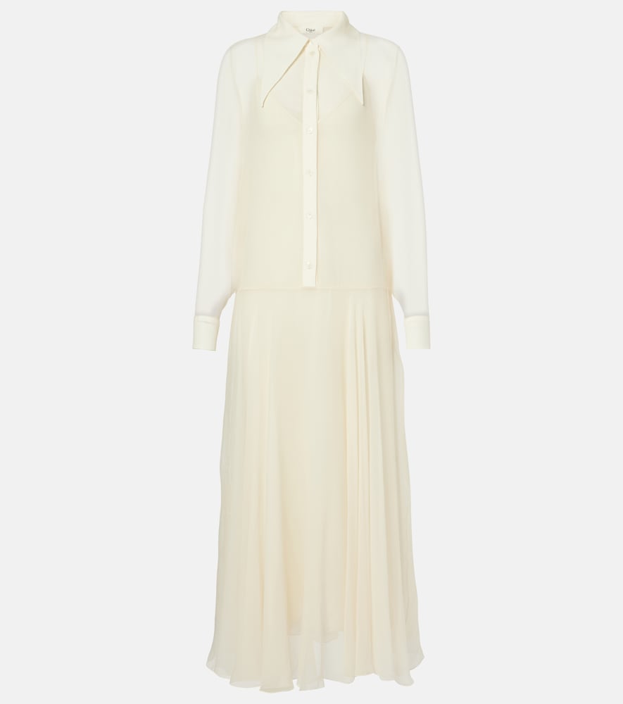 Chloe Silk chiffon shirt dress. Chloe 真丝雪纺衬衫裙