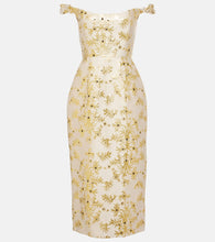 Markarian Amina off-shoulder silk-blend midi dress