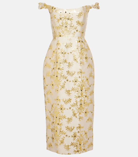 Markarian Amina off-shoulder silk-blend midi dress