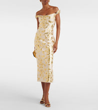 Markarian Amina off-shoulder silk-blend midi dress