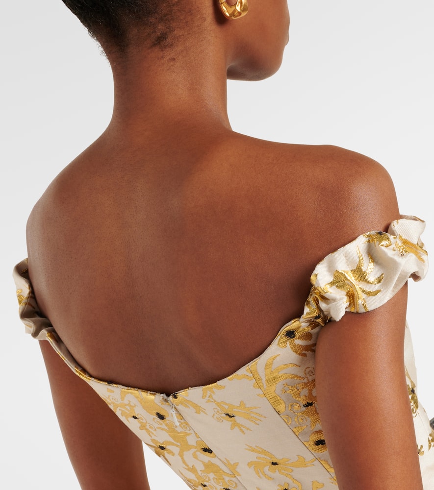 Markarian Amina off-shoulder silk-blend midi dress