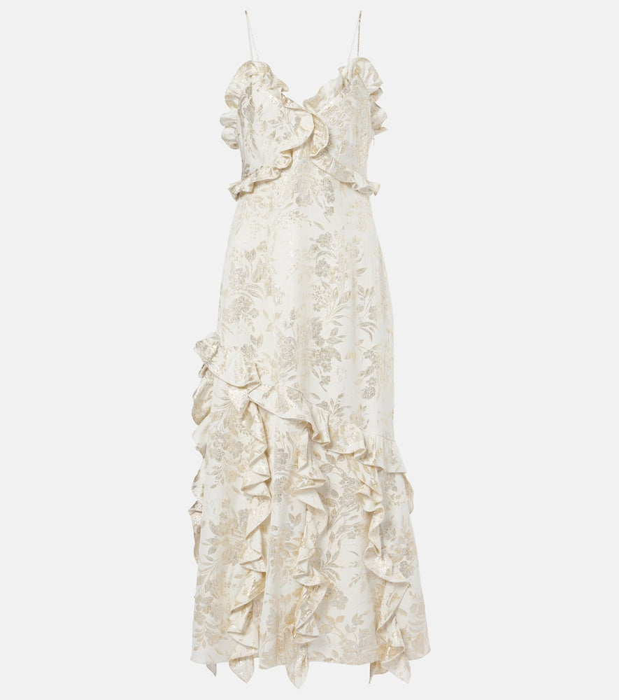 Markarian Calandra ruffled floral jacquard midi dress. Markarian Calandra 荷叶边花卉提花中长连衣裙