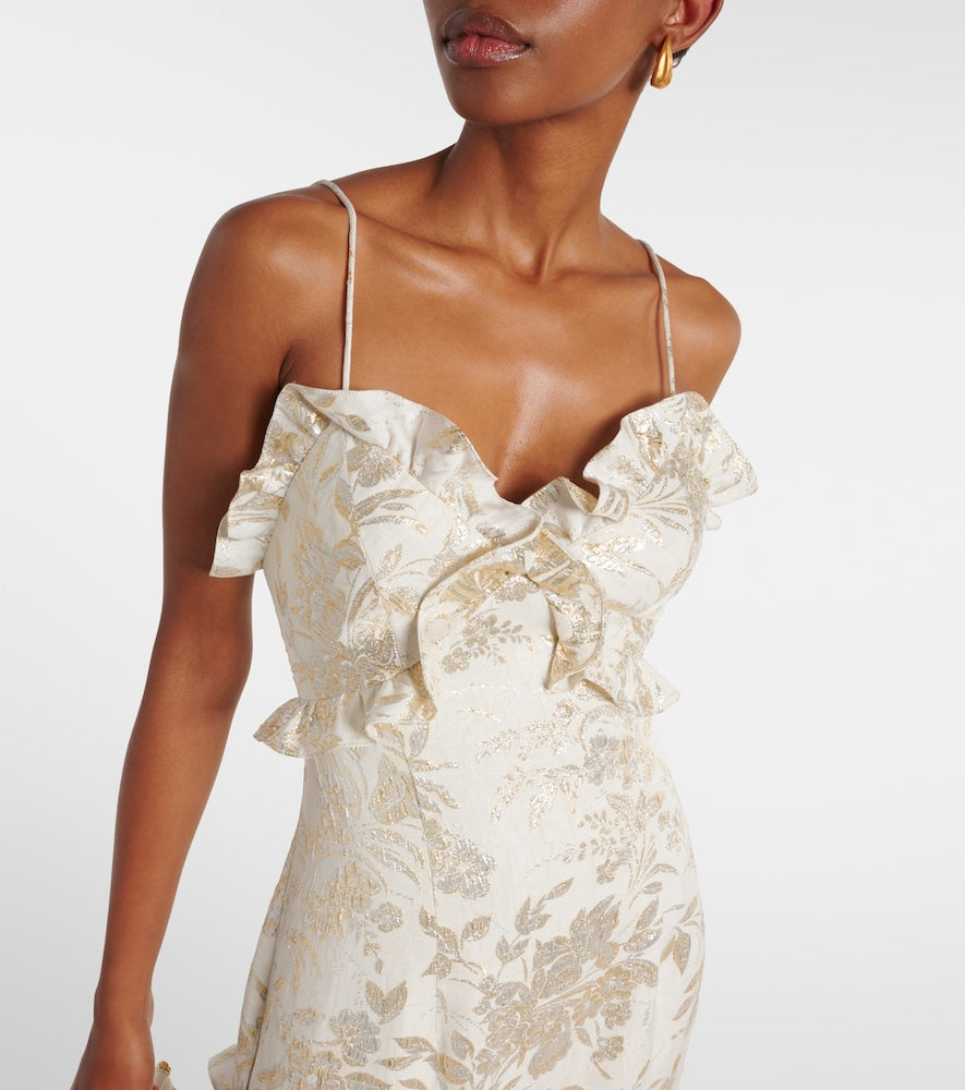 Markarian Calandra ruffled floral jacquard midi dress