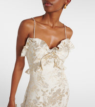 Markarian Calandra ruffled floral jacquard midi dress