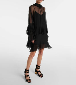 Chloe Ruffled silk chiffon minidress