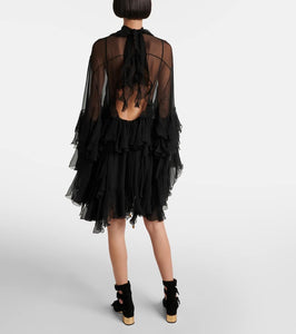 Chloe Ruffled silk chiffon minidress