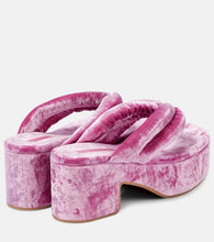 Dries Van Noten Velvet platform thong sandals
