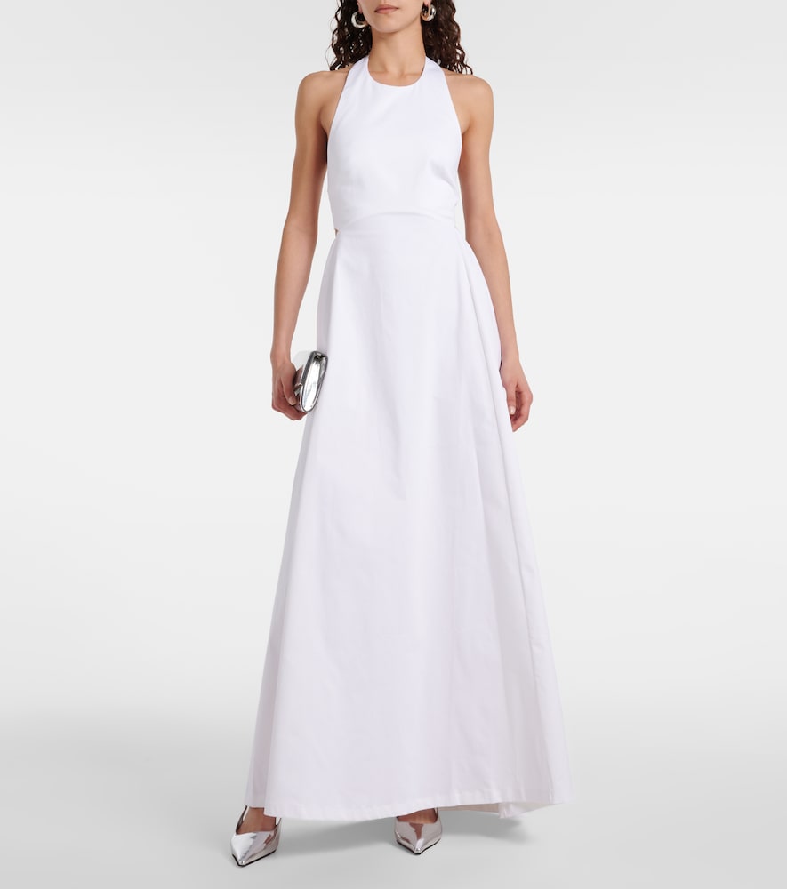 Adriana Degreas Halterneck cotton-blend maxi dress