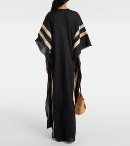 Adriana Degreas Striped cotton chambray kaftan
