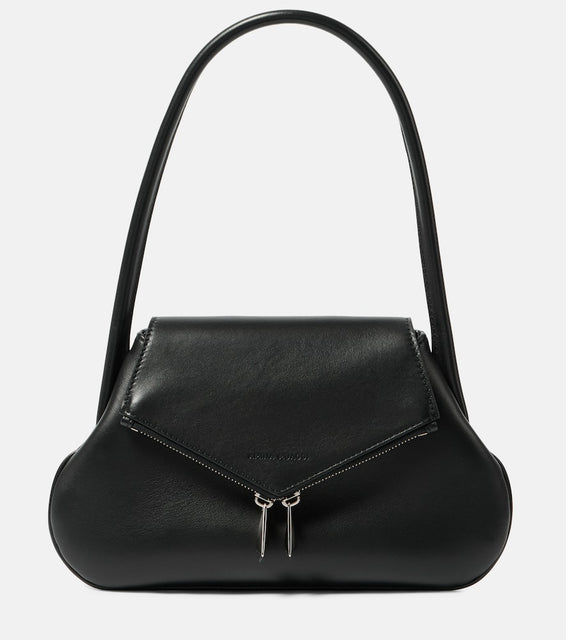 Amina Muaddi Gemini Flat leather shoulder bag. Shop Amina Muaddi Shoulder Bags for women now.