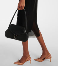 Amina Muaddi Gemini Flat leather shoulder bag