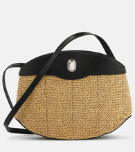 Savette Tondo leather-trimmed raffia crossbody bag. Shop Savette Crossbody Bags for women now.