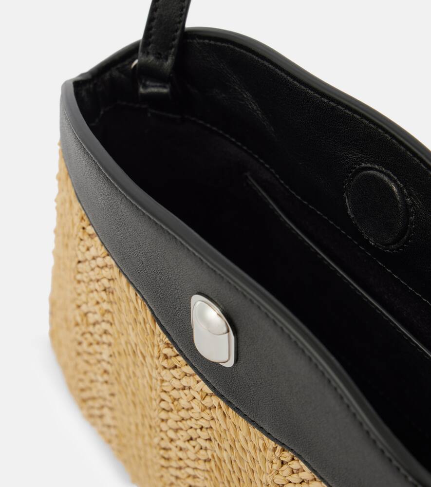 Savette Tondo leather-trimmed raffia crossbody bag