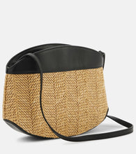 Savette Tondo leather-trimmed raffia crossbody bag