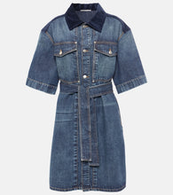 Stella McCartney Corduroy-trimmed denim minidress. Stella McCartney 灯芯绒饰边牛仔迷你连衣裙