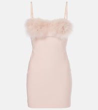 Blumarine Feather-trimmed jersey minidress. Blumarine 羽毛饰边针织迷你连衣裙