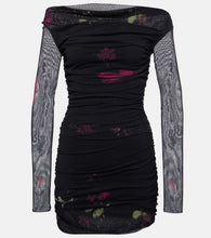 Blumarine Floral ruched mesh minidress. Blumarine 花卉褶皱网纱迷你连衣裙