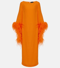 Taller Marmo Del Lago feather-trimmed  cady midi dress. Marmo Del Lago 羽毛饰边绉纱中长连衣裙