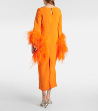 Taller Marmo Del Lago feather-trimmed  cady midi dress