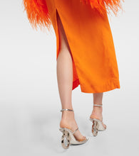 Taller Marmo Del Lago feather-trimmed  cady midi dress