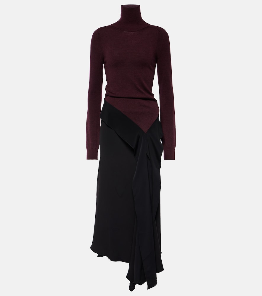 Victoria Beckham Tie-detail wool midi dress. Victoria Beckham 系带羊毛中长连衣裙
