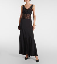 Victoria Beckham Lace-trimmed silk midi dress