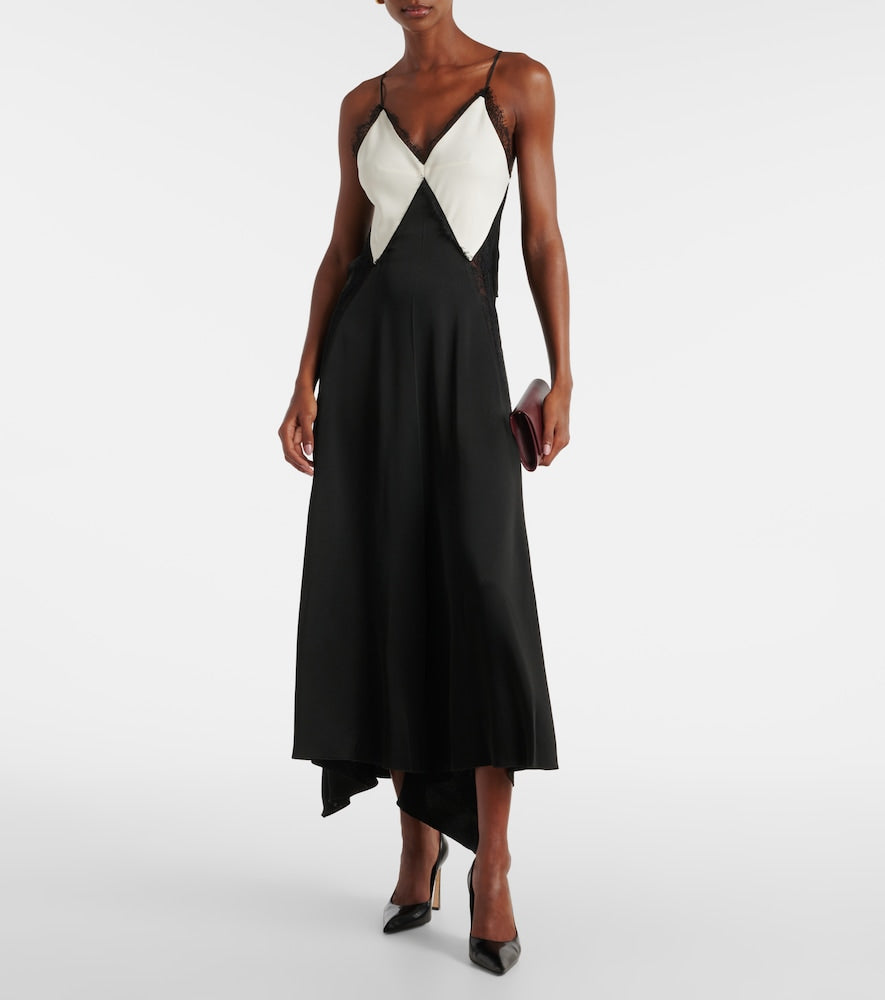Victoria Beckham Lace-trimmed  satin slip dress