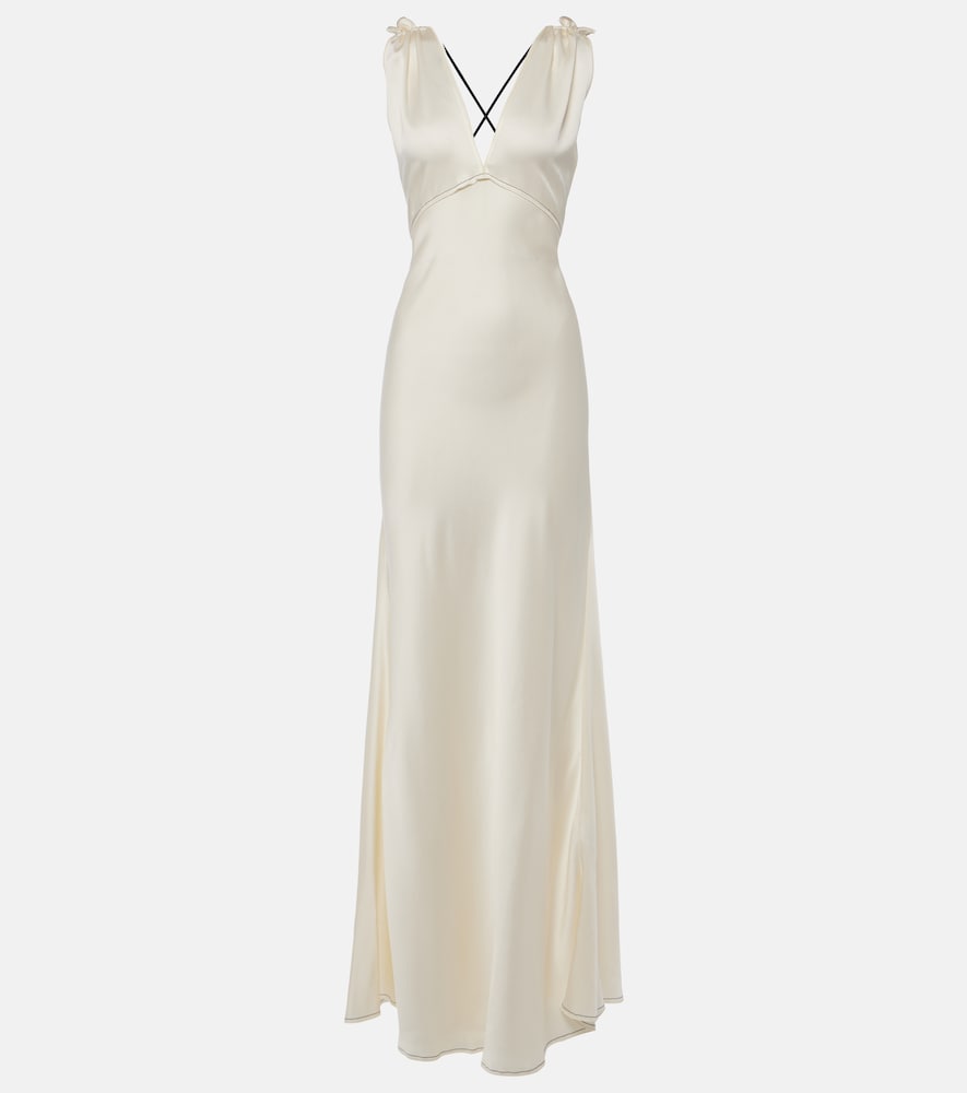 Victoria Beckham Gathered open-back  satin gown. 维多利亚·贝克汉姆露背缎面礼服