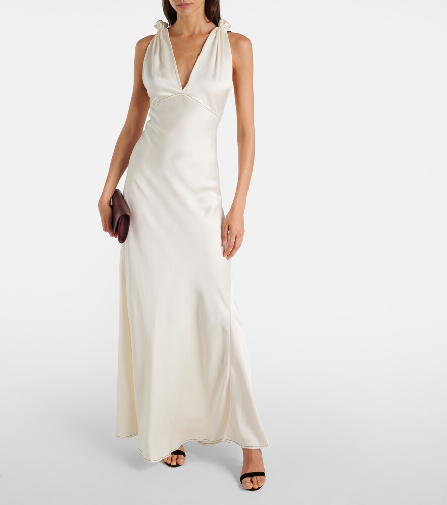 Victoria Beckham Gathered open-back  satin gown