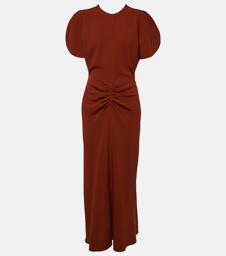 Victoria Beckham Puff-sleeve gathered midi dress. 维多利亚·贝克汉姆泡泡袖褶皱中长连衣裙