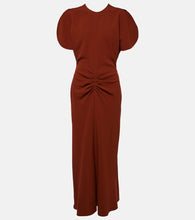 Victoria Beckham Puff-sleeve gathered midi dress. 维多利亚·贝克汉姆泡泡袖褶皱中长连衣裙