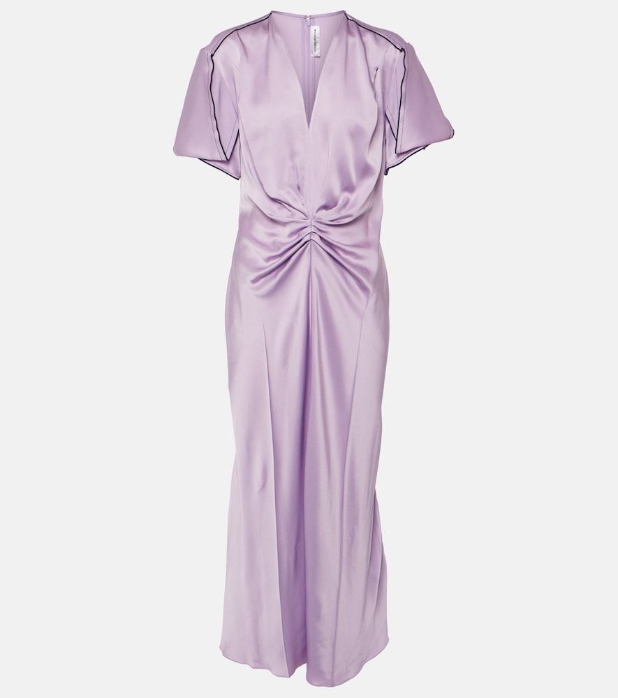 Victoria Beckham Gathered satin midi dress. Victoria Beckham 褶皱缎面中长连衣裙
