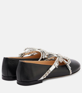 Mach & Mach Embellished leather ballet flats