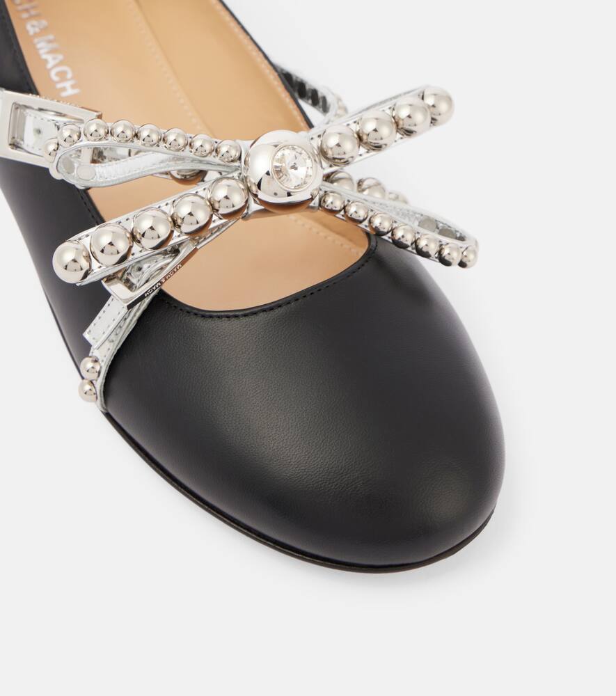 Mach & Mach Embellished leather ballet flats