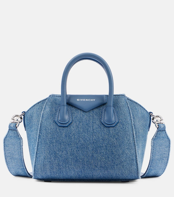 Givenchy Antigona Toy leather-trimmed denim tote bag. Shop Givenchy Top-Handle Bags for women now.