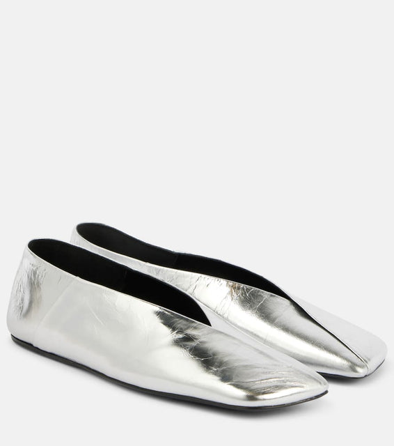Jil Sander Metallic leather ballet flats