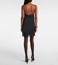 Saint Laurent Lace-trimmed satin slip dress