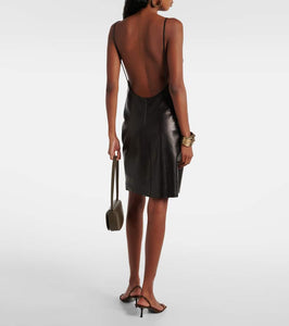Saint Laurent Leather slip dress