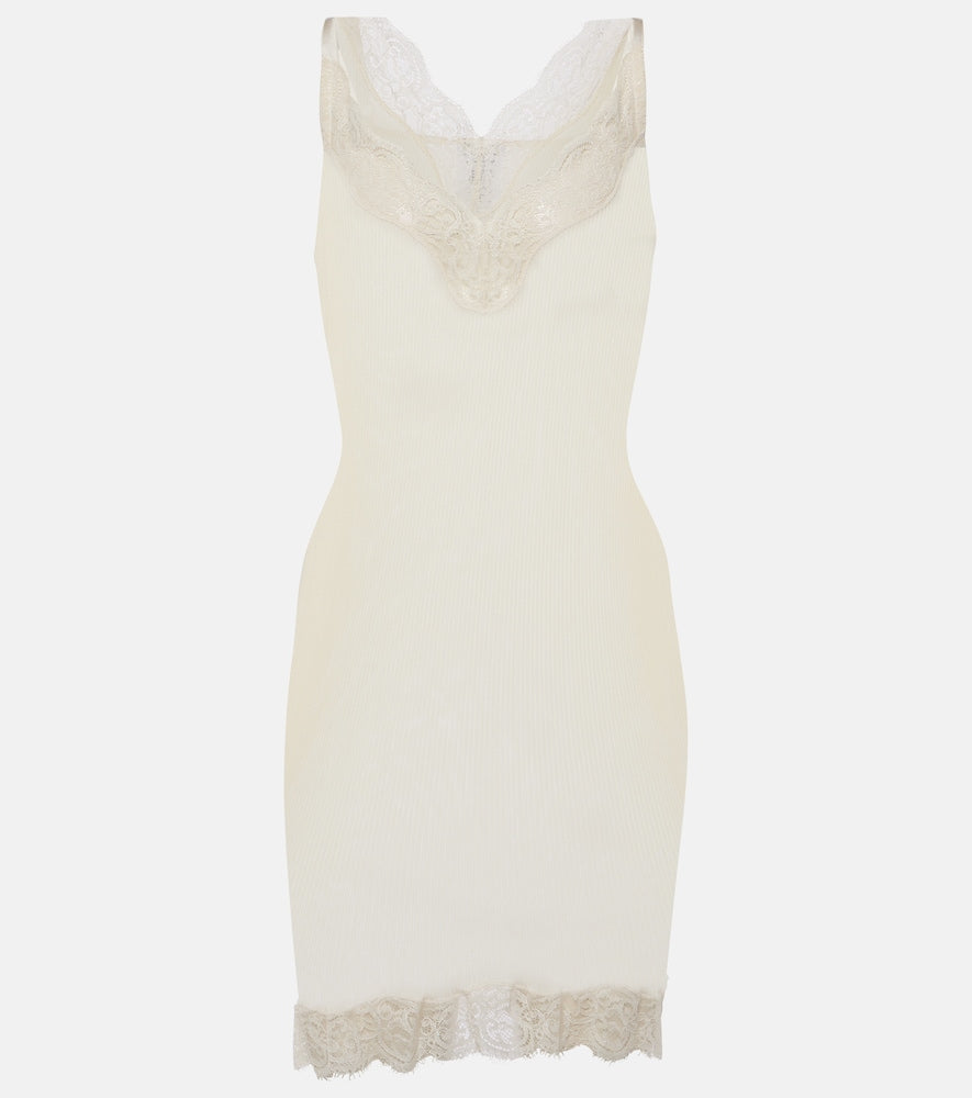 Saint Laurent Lace-trimmed silk minidress. 圣罗兰蕾丝边真丝迷你连衣裙
