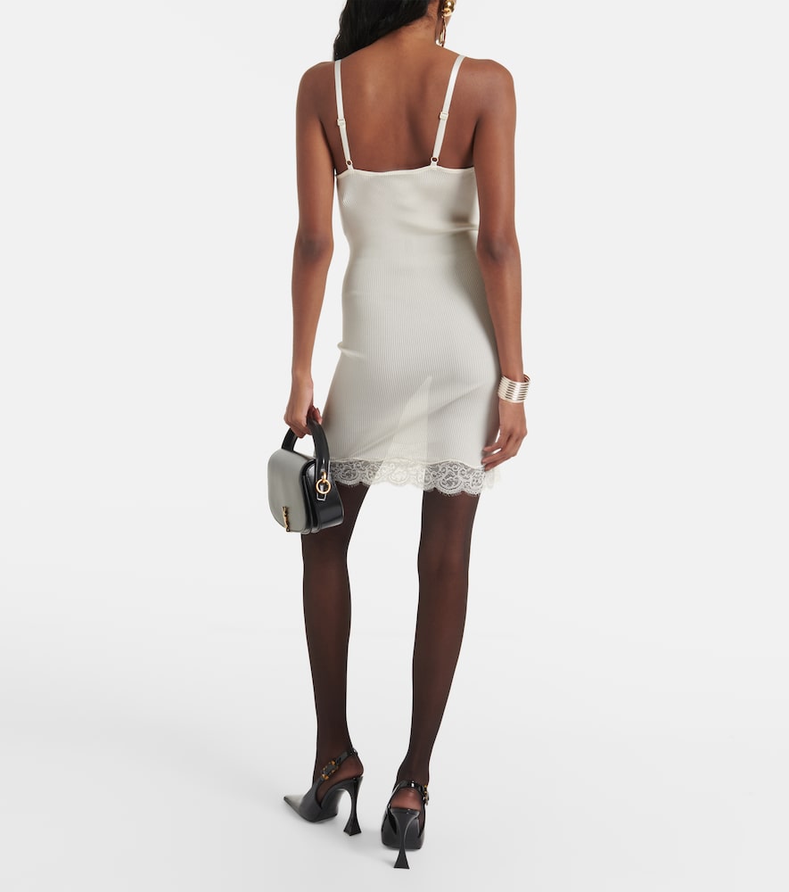 Saint Laurent Lace-trimmed silk minidress