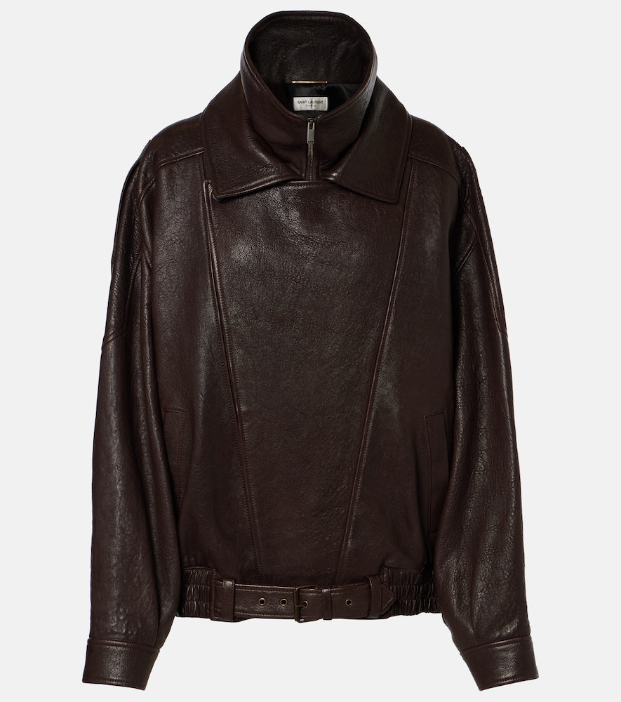 Saint Laurent Oversized leather bomber jacket - Saint Laurent 超大款皮质飞行员夹克