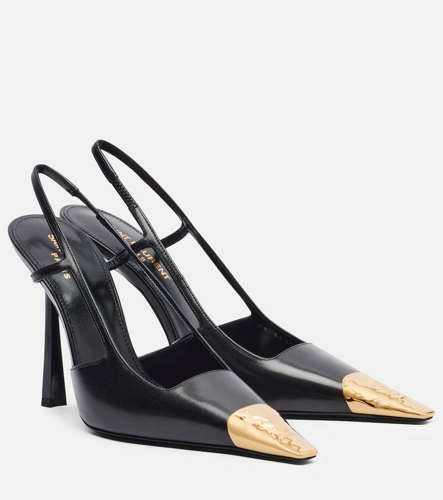 Saint Laurent Jeanne 110 leather slingback pumps - Saint Laurent Jeanne 110 皮革露跟高跟鞋