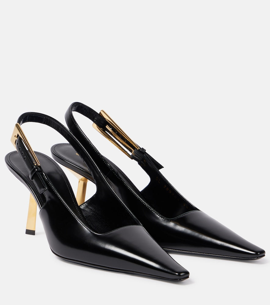Saint Laurent Lee 75 polished leather slingback pumps - Saint Laurent Lee 75 抛光皮革露跟高跟鞋