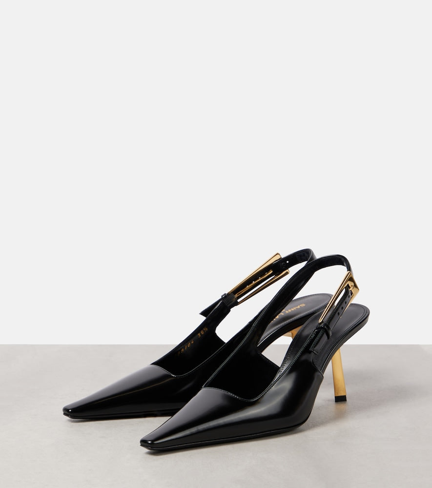 Saint Laurent Lee 75 polished leather slingback pumps